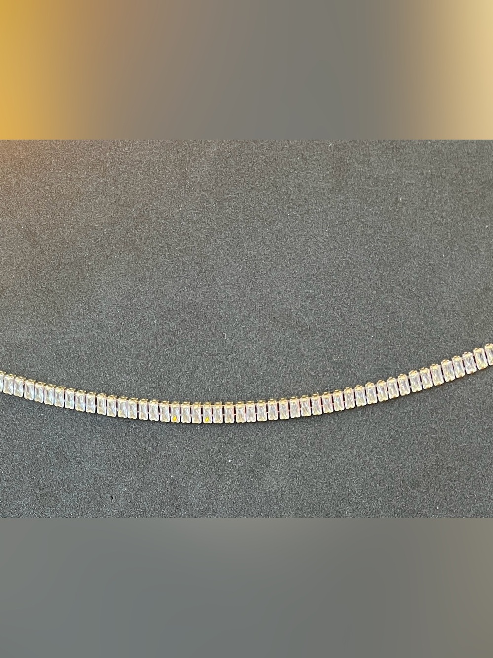 Classic White Gold Tennis Necklace with Baguette Stones